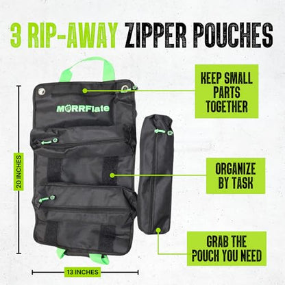 Off-Road Tool Roll Organizer - Heavy-Duty 600D Roll-Up Bag with 3 Rip-Away Zipper Pockets & 1 Built-in Pocket - Versatile Tool Storage for Overlanding, Bag Organizer, Camping, Garage & Vehicle Storage