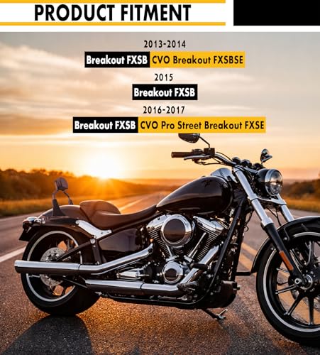 Detachable Hardware Backrest Sissy Bar Upright Passenger Backrest Pad with Docking Kit for Harley Breakout 2013-2017 FXSB, FXSE,FXSBSE（Gloss Black） - color: Gloss Black+Docking Kit