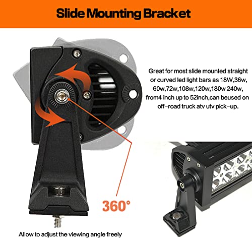 Side Brackets, LEDOPPO Light Bar Mounting Brackets Kit - Universal Straight & Curved LED Light Bars Bracket, Offroad Truck Hood & Roof LED Bar Side Mounted Base,Aluminium,Black,2-Pack - size: LED Light Bar Side Brackets