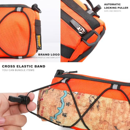 Rhinowalk Bike Handlebar Bag, Bicycle Front Bag Shoulder Bag Storage Bag with Shoulder Strap for Road Mountain Bike Cycling Travel - color: Orange