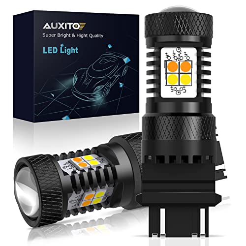 AUXITO 3157 Switchback LED Turn Signal Bulbs, 3157 LED Bulb White and Amber Dual Color 3057 3457 4157 LED Bulbs with 3030 Chipsets for Turn Signal Lights Parking Lights Tail Lights, (Pack of 2) - color: Amber/White Swithcback, size: 3157