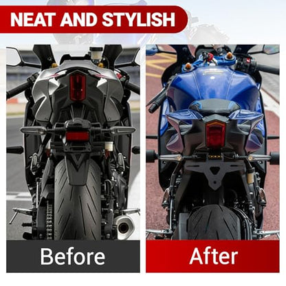 Motorcycle License Plate Bracket for YZF-R7 2021-2026, MT-07 FZ-07 2021-2024, Fender Eliminator With LED Light, Motorcycle Tail Tidy License Plate Holder Mount