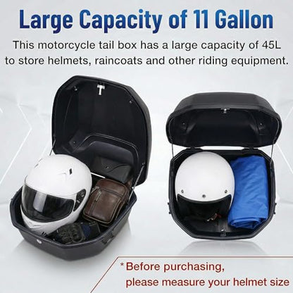 Japard Motorcycle Top Case 42L Daily Rear Tail Box Trunk, Lockable Storage Carrier, Waterproof Universal Mounting for Helmet Luggage (Silver Gray) - color: CLEARANCE! Silver Gray