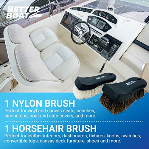 Upholstery Brush Set, Carpet and Car Cleaning Brushes, Horsehair Detailing Brush for Upholstery Cleaner, Leather, Interior, Boat, Couch, and Sofa Cleaning