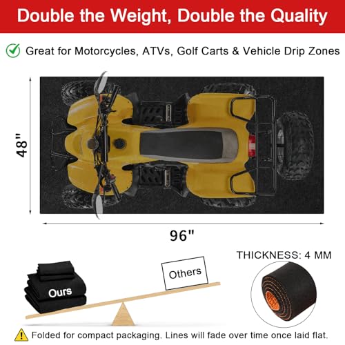 Golener Oil Spill Mat - Garage Floor Mat, Absorbent Oil Pad, Premium Maintenance Mat, Waterproof, Contain Liquid, Protect Floor from Spill & Stain, Reusable, Washable, Durable, 48”x96”, Black/Orange - size: 3'11" x 7'11" (Rectangular)