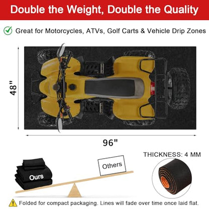 Golener Oil Spill Mat - Garage Floor Mat, Absorbent Oil Pad, Premium Maintenance Mat, Waterproof, Contain Liquid, Protect Floor from Spill & Stain, Reusable, Washable, Durable, 48”x96”, Black/Orange - size: 3'11" x 7'11" (Rectangular)