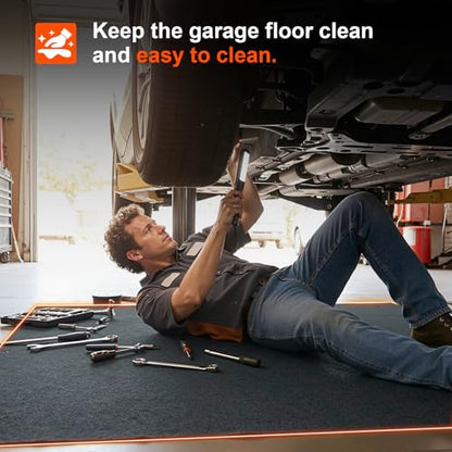 Heavy Duty Oil Spill Mat for Garage Floor, Extra Thick Absorbent with Anti-Slip Rubber Backing, Reusable Under Car Leak Pad (7.9" x16FT) - size: 7.9"x16FT
