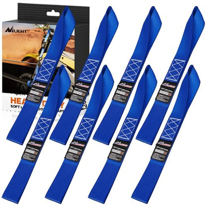 Nilight Soft Loop 1.7”×17" Motorcycle Tie Down Straps Heavy Duty 12000Lbs Max Break Strength for Securing ATV UTV Kayak Moving Cargo (8PK-Blue) - color: Blue