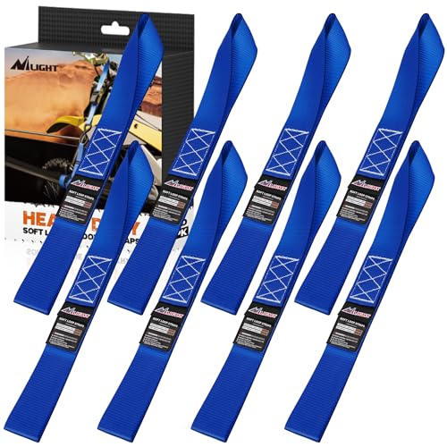 Nilight Soft Loop 1.7”×17" Motorcycle Tie Down Straps Heavy Duty 12000Lbs Max Break Strength for Securing ATV UTV Kayak Moving Cargo (8PK-Blue) - color: Blue
