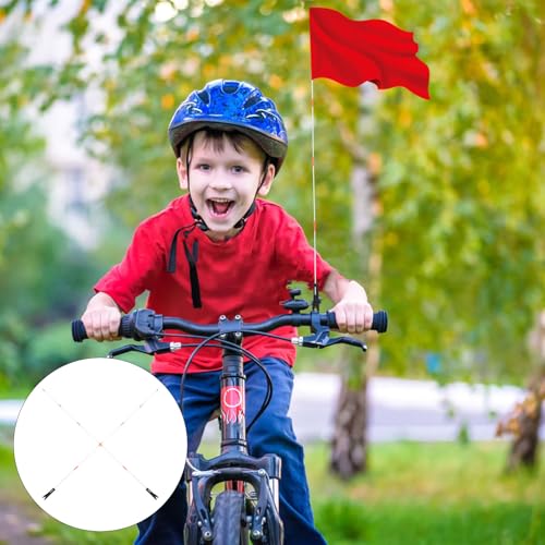 KALLORY 2 Sets of Universal Bicycle Flag Poles 37cm White 5-Section Safety Handlebar Mounts for Bikes and Motorcycles