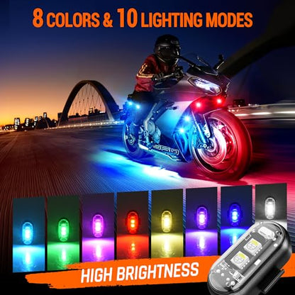 Wireless LED Strobe Lights Remote Control, 8 Colors USB Charing Waterproof Anti-Collision Flashing Emergency Warning Lights for Car Motorcycle Drone Aircraft Bike 12PCS - color: 12pods