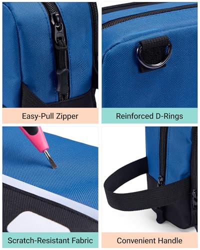 2 Pack Small Tool Bags Zipper Pouch for Organizing, with Adjustable Shoulder Strap & Carabiner, Utility Small Tool Pouch with Multi Pocket Compartments and Label Area (12" & 10") - color: Orange/Blue