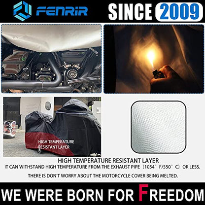 FENRIR 111" Trike Motorcycle Cover Waterproof Outdoor Storage Exhaust Pipe Anti-Scalding Antenna Hole Compatible with Harley Davidson Freewheeler TRI Glide Ultra Road Glide3 Trike Goldwing Roadmaster - size: Trike Motorcycle 111"X43.3"X43.3”