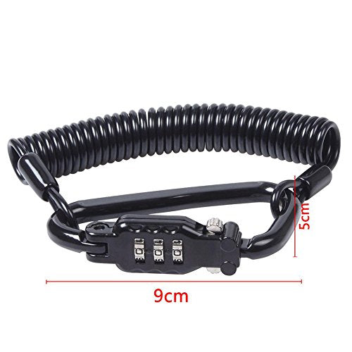 Little World Motorcycle Helmet Lock & Cable, Heavy Duty Universal Combination Lock Cable Caribeaner Lock Motorcycle Security PIN Locking Chain for Bike Helmet, Jacket, Cabinets & Luggage - size: 1.8M