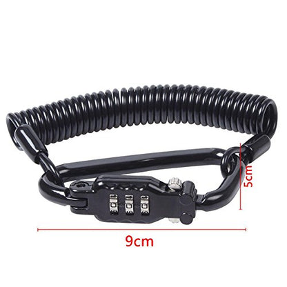 Little World Motorcycle Helmet Lock & Cable, Heavy Duty Universal Combination Lock Cable Caribeaner Lock Motorcycle Security PIN Locking Chain for Bike Helmet, Jacket, Cabinets & Luggage (Pack of 2) - size: 1.8M (Pack of 2)