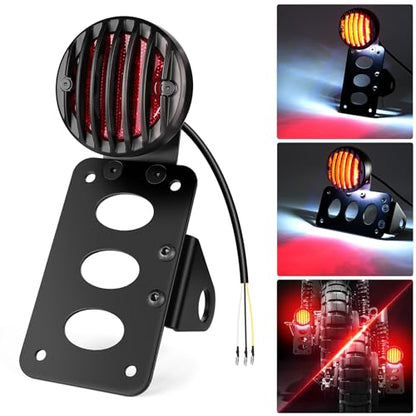 Amazicha 1" Motorcycle LED Tail Brake Light with Bracket, IP67 Waterproof Motorcycle Side Mount License Plate Rear Light Compatible for Harley Sporster Bobber Chopper Yamaha Suzuki Honda Kawasaki - size: 1inch, style: Flat