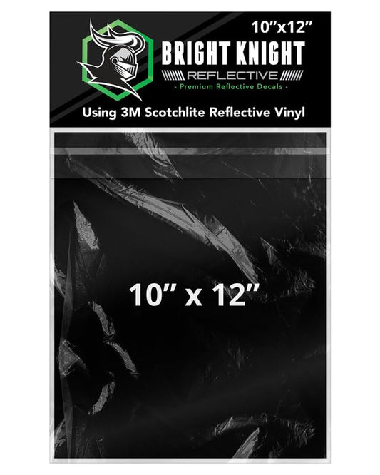Bright Knight Decals Black 3M Reflective Tape - 10x12 Flat Sheet Vinyl Motorcycle Helmet Stickers, Waterproof Safety Vinyl Wrap, Reflective Stickers for Helmet, Hard Hats, Cars, Bikes & Rims - color: Black, size: 10x12