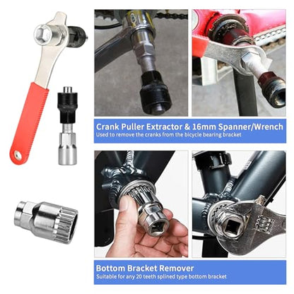 Bike Tool Kit, Professional Bike Repair Tools for Mountain Bike with 3-in-1 Cassette Remover Wrench Crank Puller Extractor Bottom Bracket Freewheel Remover Chain Breaker - color: 10 Pcs