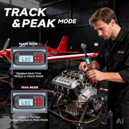 3/8" Professional Electronic Torque Wrench with LED Display, 6.8-135 N.m/5-99.6 Ft.Lb, ±2% Precision Digital Torque Wrench, Smart Buzzer Alert, Preset Memory, Peak & Track Mode for Mechanics - size: 3/8" 9pcs-Spark 6.8-135N.m/5-99.6Ft.lb