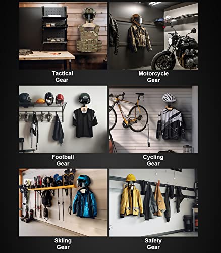 ONETIGRIS Tactical Gear Wall Mount, Motorcycle Helmet Holder Stand Jacket Hanger Plate Carrier Rack Display Organizer for Police Football Cycling Suit - color: Natural