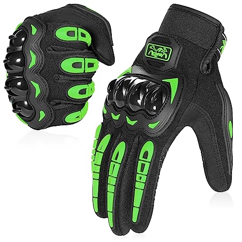COFIT Motorcycle Gloves Breathable, Touchscreen Motorbike Gloves Anti-Slip with Good Grip Hard Knuckles Protection for Men Women Motocross, BMX ATV MTB Cycling, Road Racing - Green XL - color: 6-green, size: X-Large
