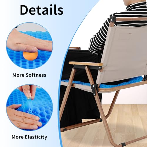 Gel Seat Cushion, Cooling Honeycomb Cushion for Long Sitting, Tailbone & Coccyx Pain Relief, Ergonomic Office Chair Pad, Breathable for Car Seat & Wheelchair(Blue) - color: Blue