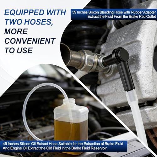 Luney Brake Bleeder Kit, Pneumatic Brake Fluid Bleeder Kit, One Person Operation Vacuum Brake Bleeder & Clutch Bleeding Kit with 1L Refilling Bottle & 16 Adapters for Automotive Brake System