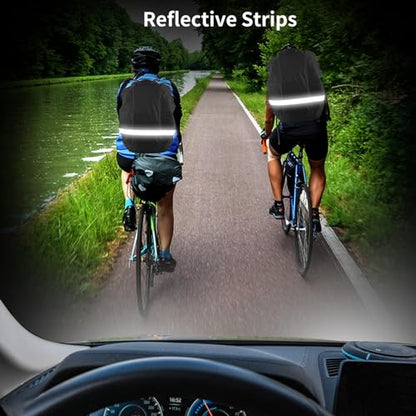Jeffdad Waterproof Backpack Rain Cover, Foldable Hi-Visibility Reflective Strips Anti-dust Ultralight Rain Cover for Hiking Camping Cycling Traveling (26-40L)(Black)