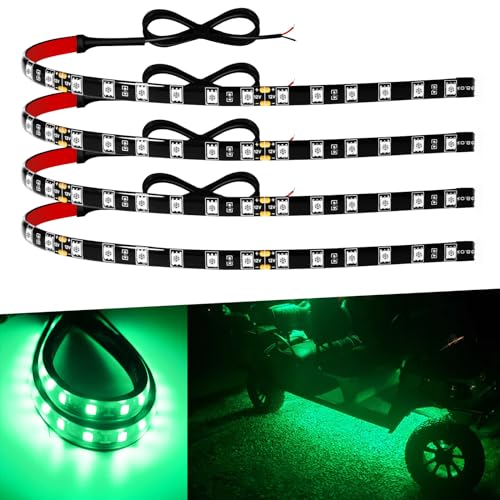 Car Led Strip Lights Connectable 12v led Light Strip 12" Green LEDs Light Strips for Cars Motorcycle Golf Cart Interior & Exterior Boat Marine Waterproof Led Strip 12V, 4Pack - color: Green Led Strip Connectable, size: 12Inch/30CM