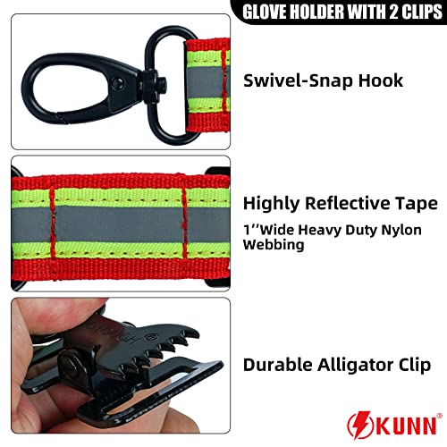 KUNN Firefighter Glove Strap Safety Glove Holder Clips for Work with Alligator Clip - color: Red