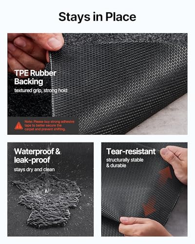 VEVOR Garage Floor Mat, 7.6'x19' Oil Spill Mat Waterproof Protection from Water Snow Rain Mud Absorbent Oil Pad for Cars, Non-Slip Containment Mat with TPE Anti-Leak Backing, Easy Clean, Cuttable - size: 7.6' x 19'