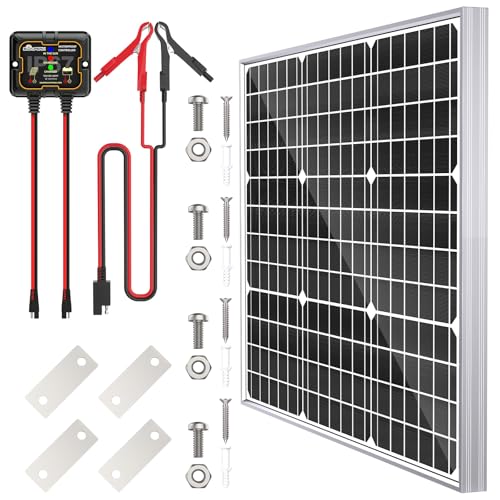 SOLPERK Solar Panel Kit 50W 12V, Waterproof Solar Battery Trickle Charger Maintainer + Smart MPPT Controller + Adjustable Mount Bracket for Boat Car RV Motorcycle(Without Mounting Bracket) - size: 50W MPPT