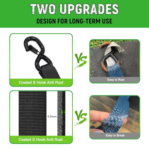 Heavy Duty Ratchet Straps (4 Pack) - Motorcycle Straps Tie Downs 5,208lb Break Strength - 1.5 in x 15ft Ratchet Tie Down Straps,15" Soft Loop Tie Down Straps for Truck, Cargos - style: Black,1.5"x15',5208lb