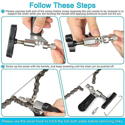 Bike Chain Repair Tool kit - Bicycle Chain Breaker Tool, Master Link Pliers, Chain Wear Checker for 7-11 and Single Speed Chains - style: Black