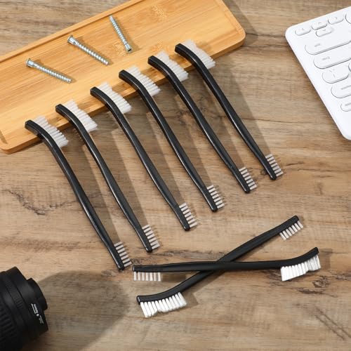 10PCS Double Ended Nylon Cleaning Brushes, Small Brush for Detail Cleaner Double-Ended Detail Clean Brush Set Crevice Cleaning Tool -Black & Transparent Nylon Brushes for Jewelry Cars Tight Spaces