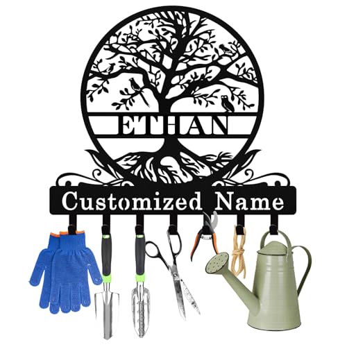 Personalized Key Holder Wall Mount, Custom Name Metal Key Rack Organizer, Tree of Life Keys Hanger, Wall Home Keys Hooks for Entryway, Front Door, Kitchen, Office, Hallway, Doorway - color: 11 Tree