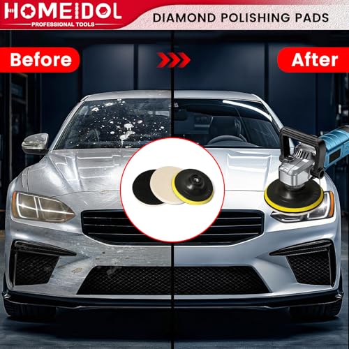 15PCS Diamond Polishing Pads Set 4 Inch, HOMEIDOL 50-8000 Grit Marble Polishing Kit for Concrete Stone, Wet/Dry Granite Polishing Kit for Drill, Grinder, Polisher with 5/8"-11 Backer Pad