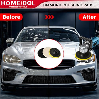 15PCS Diamond Polishing Pads Set 4 Inch, HOMEIDOL 50-8000 Grit Marble Polishing Kit for Concrete Stone, Wet/Dry Granite Polishing Kit for Drill, Grinder, Polisher with 5/8"-11 Backer Pad