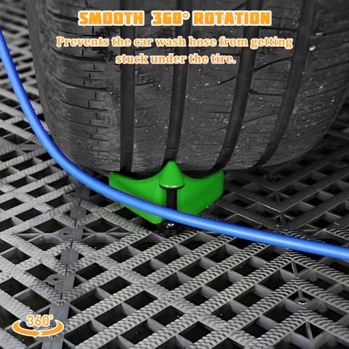 4PCS Car Hose Guide, Vehicle Detailing Cleaning Tools Hose Guides Preventing Wash Stuck Under The Tires, Automotive Wheel Rolling System Tool for Washing, Universal Fit (Fluorescent Green) - color: Fluorescent Green