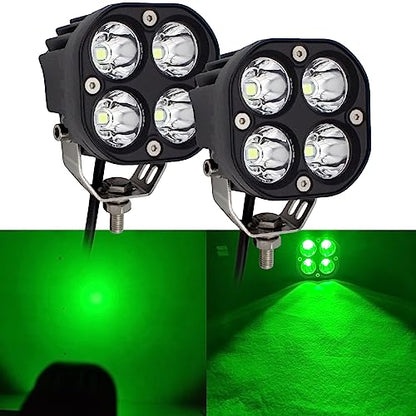 LED Green Offroad Driving Fog Lights Pod Lights Auxiliary Work Lights 2Pcs 40W 3Inch Green Hunting Fishing Lights fit for Fish Pig Truck Deer Hog Predator ATV Truck Trator Cart Boat Golf - size: Green