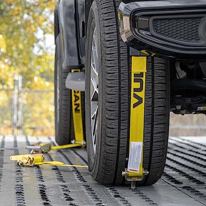 VULCAN Autohauler Car Tie Down - Rolling Idler Three Cleat - 120 Inch - 4 Pack - Classic Yellow - 3,300 Pound Safe Working Load - size: Classic Yellow