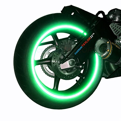 customTAYLOR33 (All Vehicles Green High Intensity Grade Reflective Copyrighted Safety Rim Tapes (Must Select Your Rim Size), 13"/14" (Combination Rim Size) - size: 13"/14" (Combination Rim Size)