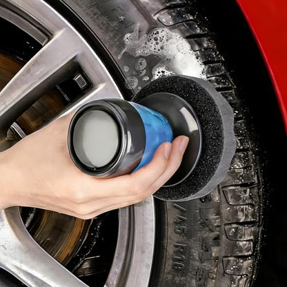 Tire Shine Applicator with 2 Heavier-Duty Detachable Foam Applicator Pads for Car Cleaning and Fine Polishing Reusable Tire Dressing Applicator for Car Truck SUV Motorcycle - style: Thickened Sponge