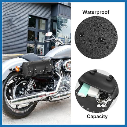 Universal Motorcycle Fork Handlebar Tool Bag Cycling Storage Pouch Bag Waterproof Faux Leather Black Item Replacement