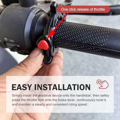 Motorcycle Cruise Control Assist, Handlebar Booster Clamp with Quick Release Throttle Button, Anti-skid Rustproof Throttle Lock, Universal Saver Conversion Accessory for Long Distance (Black)