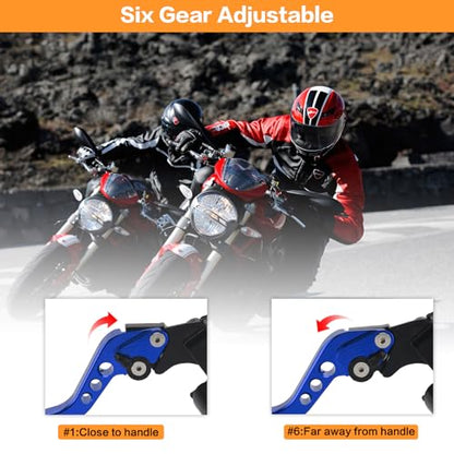 Motorcycle Brake Pump Lever 7/8" 22mm Hydraulic Master Cylinder Reservoir Clutch CNC Left & Right Set Universal Replacement for Harley Honda Kawasaki Suzuki Yamaha (Blue) - color: Blue