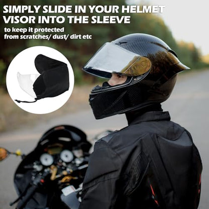 Cutecrop 2 Pcs Motorcycle Helmet Visor Bags Black for Storing and Carrying Helmet Visor Scratch Face Shield Sleeve with Scratch Fleece Soft Lining