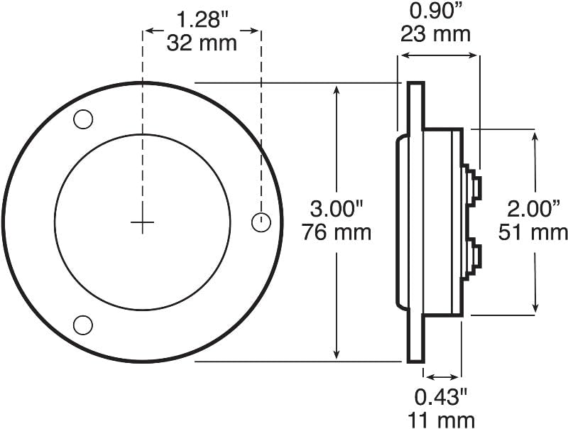 C2W Amber 2" Round LED Marker and Clearance Light