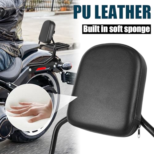 Rear Backrest Sissy Bar Compatible with for Harley Softail Fat Boy FLFB FLFBS Breakout FXBR FXBRS 2018-up Upright Passenger Sissy Bar Backrest with Back Rest Pad Luggage Rack - color: With Luggage Rack