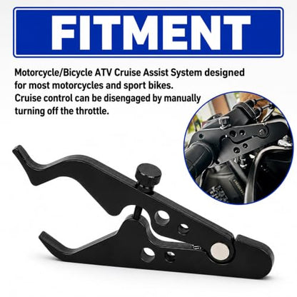 PSLER Motorcycle Cruise Control Throttle Lock Universal Aluminum Clamp,2Pcs | Universal throttle cruise assist,Aluminum clamp design,Black